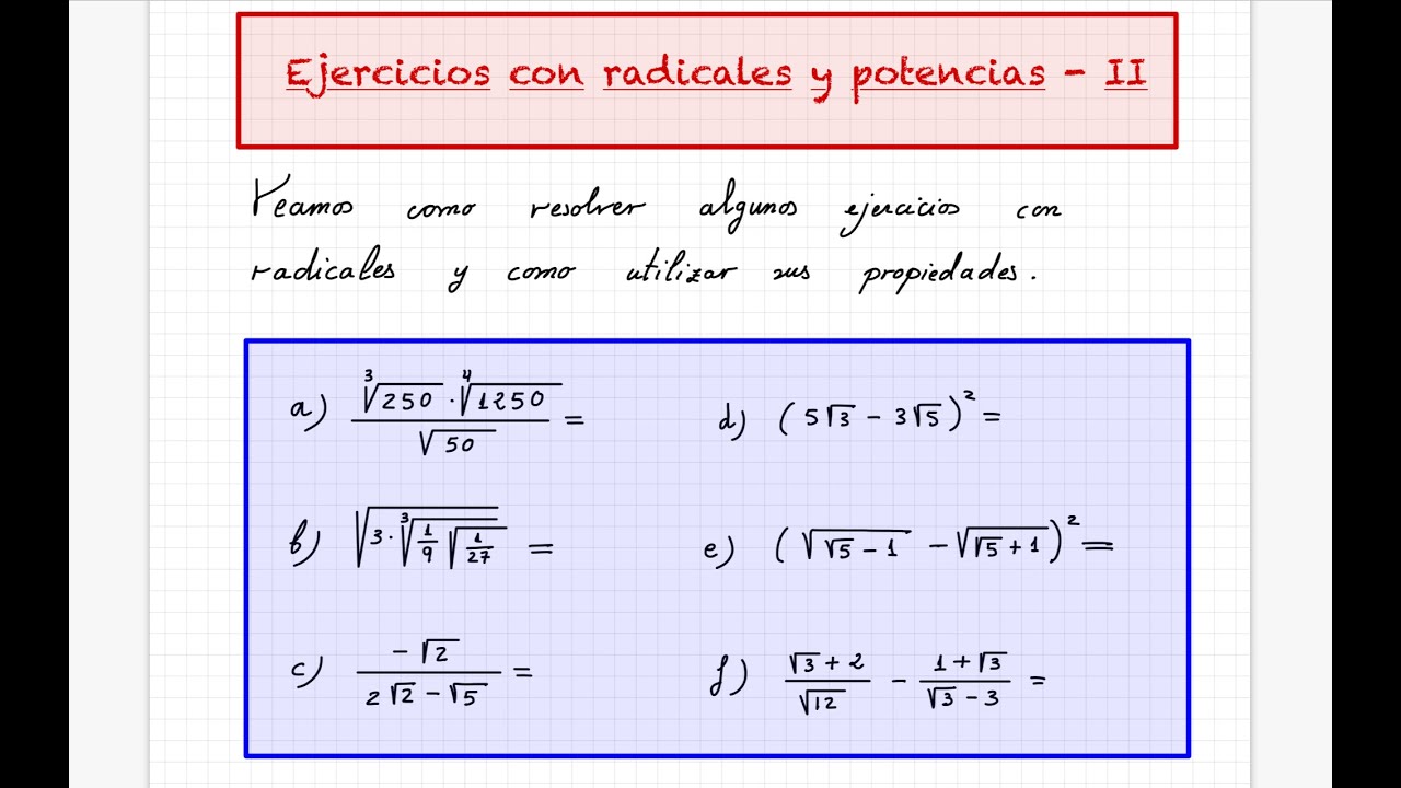 Ejercicios con radicales y potencias - 2