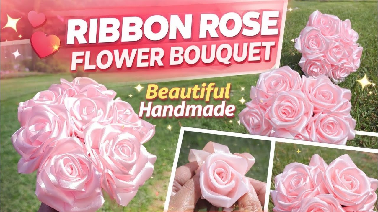 How to Make Ribbon Rose Flower Bouquet | Easy DIY Craft