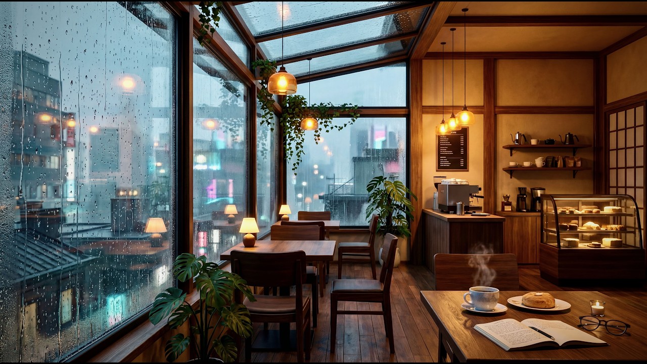 Rainy Tokyo Café ☕🌧️ Soft Jazz for Study, Relax & Sleep