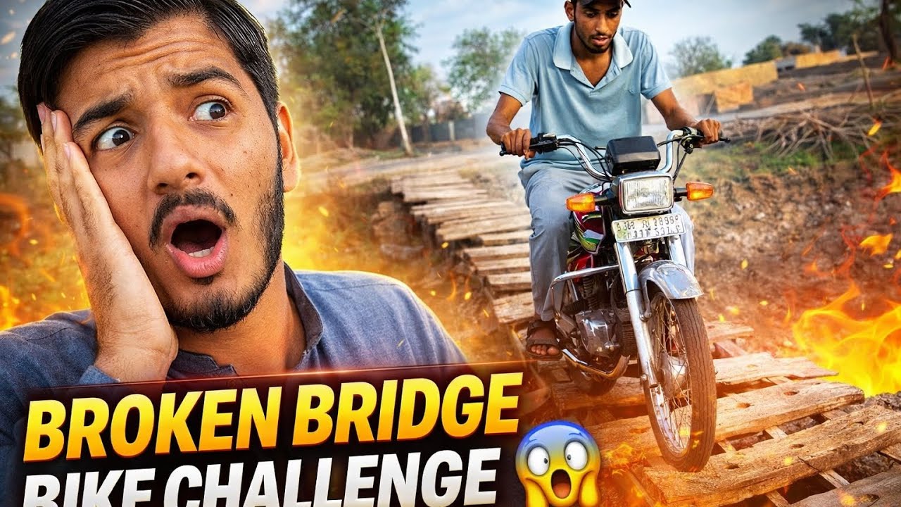 Dangerous Broken Bridge Bike Challenge | Moiz Won The Challenge | Vlogs With Ramish