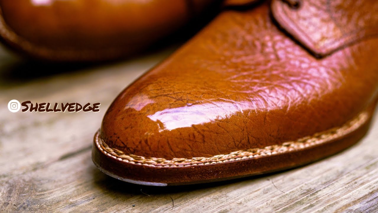 Proper shoe care for men's leather shoes and boots. Saint Crispin's Shrunken Calf Mod403s Full Shine
