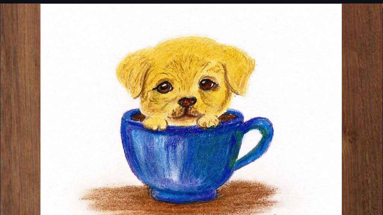 Cute Puppy Drawing with Oil Pastels||Step by Step Drawing Tutorial 