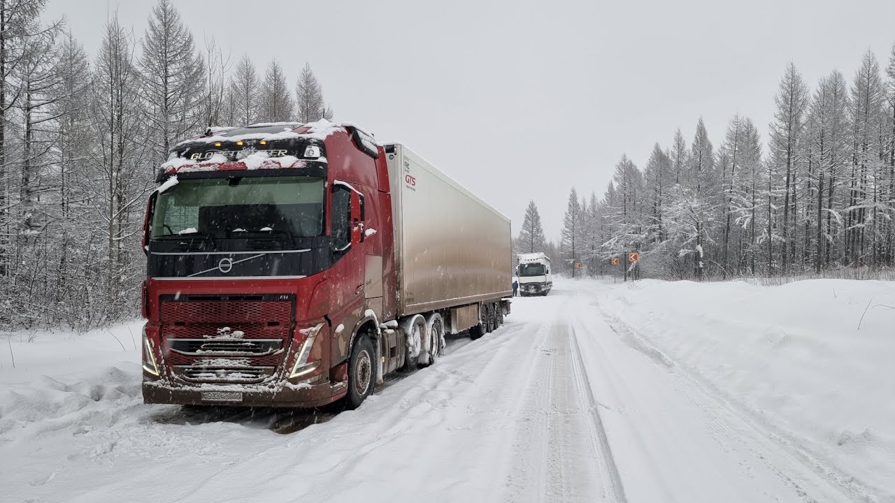 Конец Апреля а тут Зима.Встали наглухо в Нагорном.VOLVO FH 540.