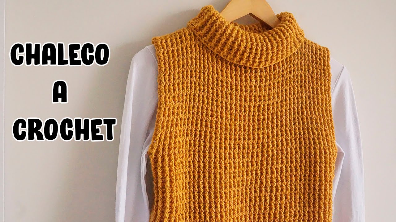 🔴Chaleco tejido a crochet para mujer CUELLO ALTO | tallas s, m, l, xl ❤