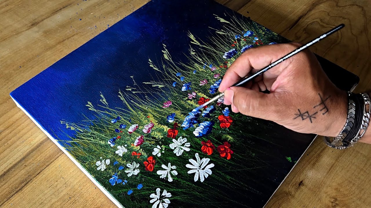Wild Flowers / Easy Painting Technique For Beginners / Acrylic Painting
