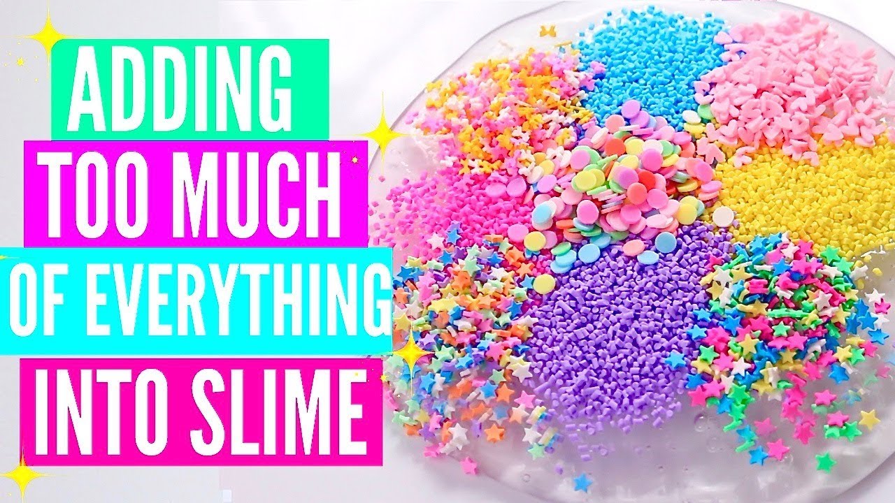 ADDING TOO MUCH INGREDIENTS INTO SLIME + GIVEAWAY! Adding Too Much Of Everything Into SLIME!