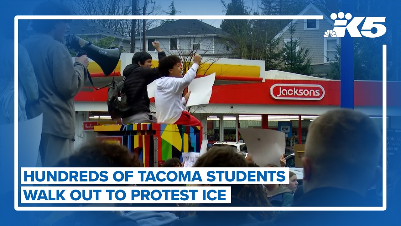 Hundreds of Tacoma high school students walk out to protest ICE
