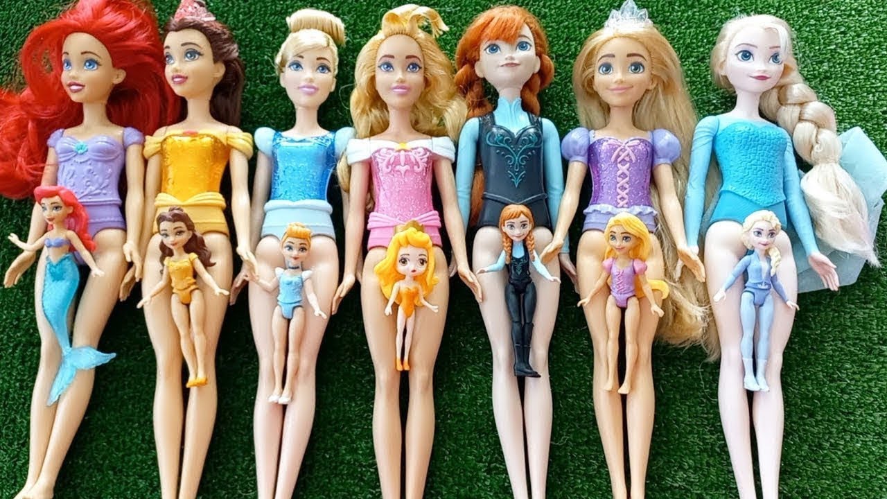 ASMR Most Popular Disney Princess Mattel Dolls   lots of colorful rainbow Dresses   unpacking toys 