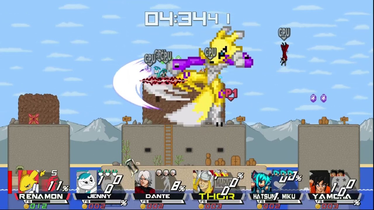 SMBC Giant Renamon vs Jenny, Dante, Thor, Hatsune Miku and Yamcha