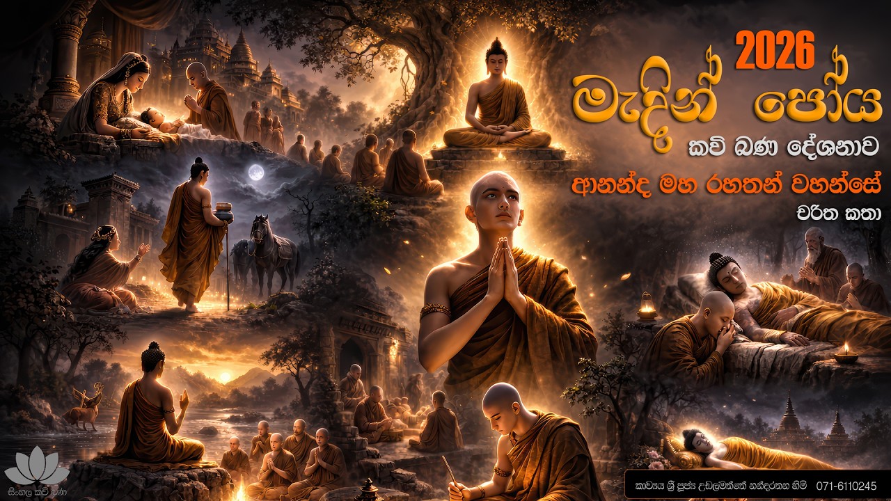 2026 මැදින් පොහෝදා කවි බණ |  ආනන්ද තෙරුන්ගේ කතා පුවත | Medin Poya Sinhala Kavi Bana