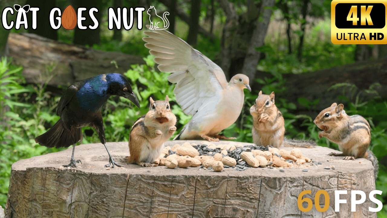 Cat TV for Cats to Watch 😺🐦 Pleasing Birds, Chipmunks and Squirrels 🐿 Cat Games 4K HDR. Episode 12