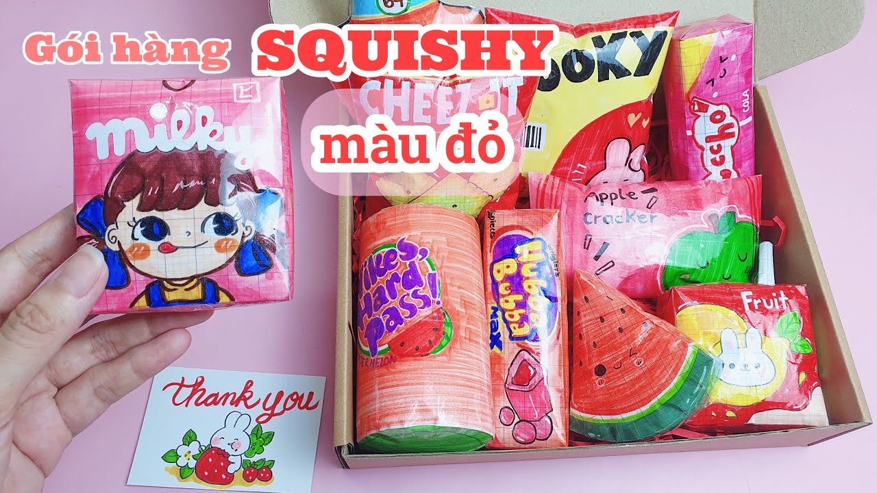 [GÓI HÀNG ]GÓI HÀNG SQUISHY GIẤY TÔNG MÀU ĐỎ|3D paper Squishy | Squishy giấy tự làm|Packing order