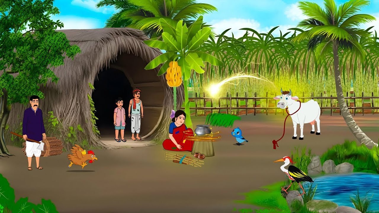 नेकी का फल और जादुई सुरभी गाय | वफादार चमत्कारी गाय | hindi animated story | hindi kahaniyan