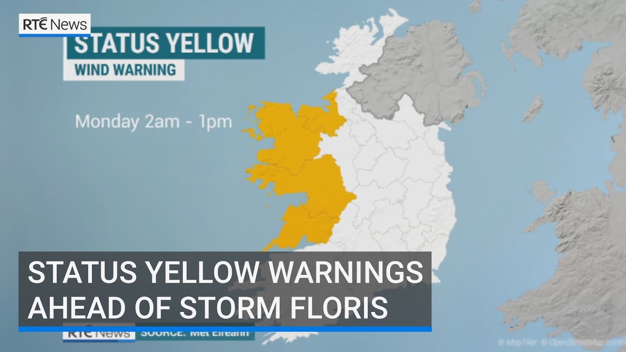 Eight counties issued yellow warnings ahead of Storm Floris