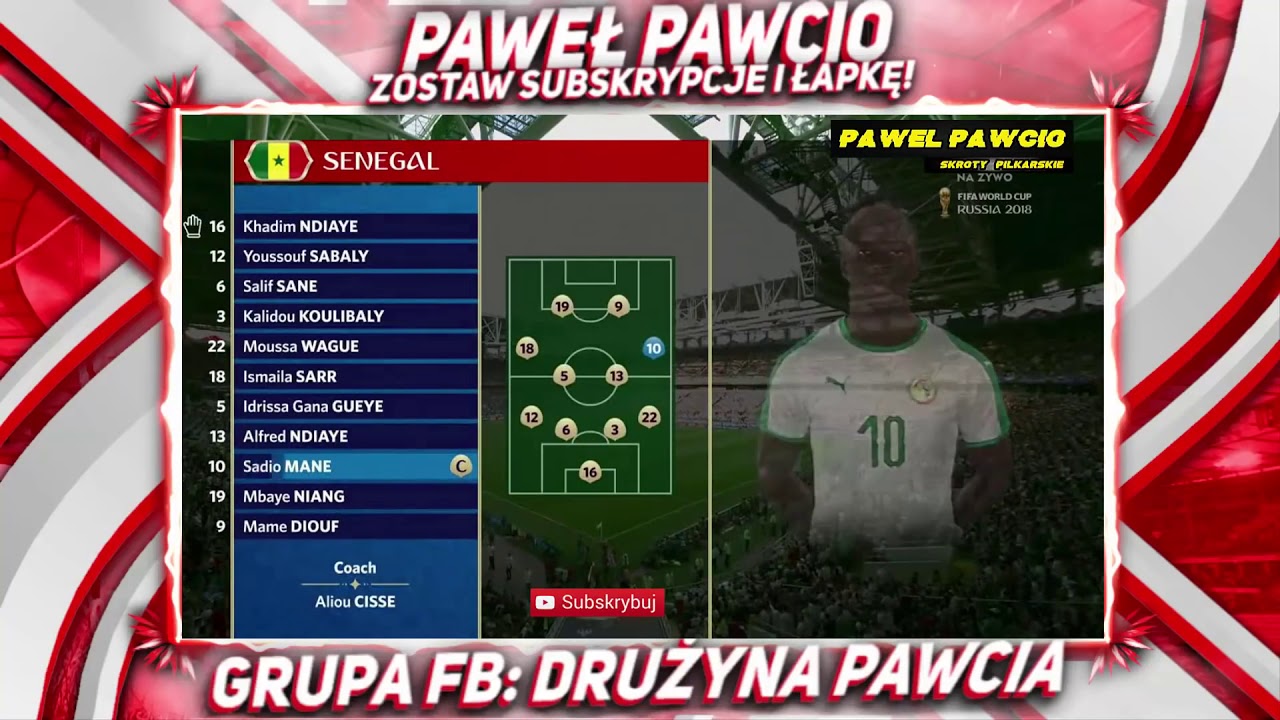 Polska 1-2 Senegal Mistrzostwa Świata 2018, skr&oacute;t meczu, Polski komentarz HD