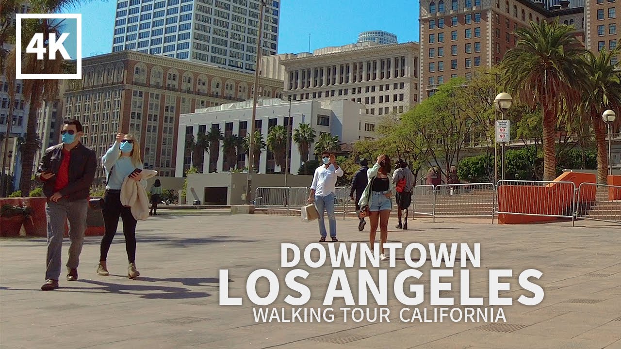 [4K] Walking Downtown Los Angeles - DTLA, Olive Street, 5th Street, California, USA, 4K UHD
