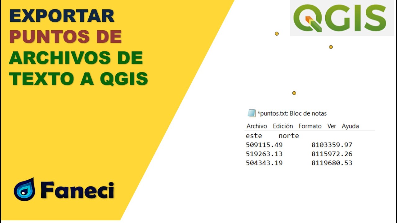EXPORTAR PUNTOS A QGIS DE BLOC DE NOTAS