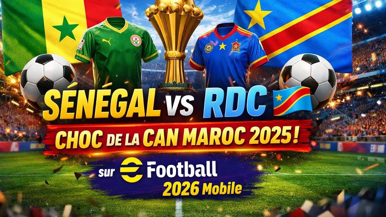 🔥 SÉNÉGAL 🇸🇳 vs RDC 🇨🇩 | CHOC DE LA CAN MAROC 2025 sur eFootball 2026 Mobile 🎮⚽