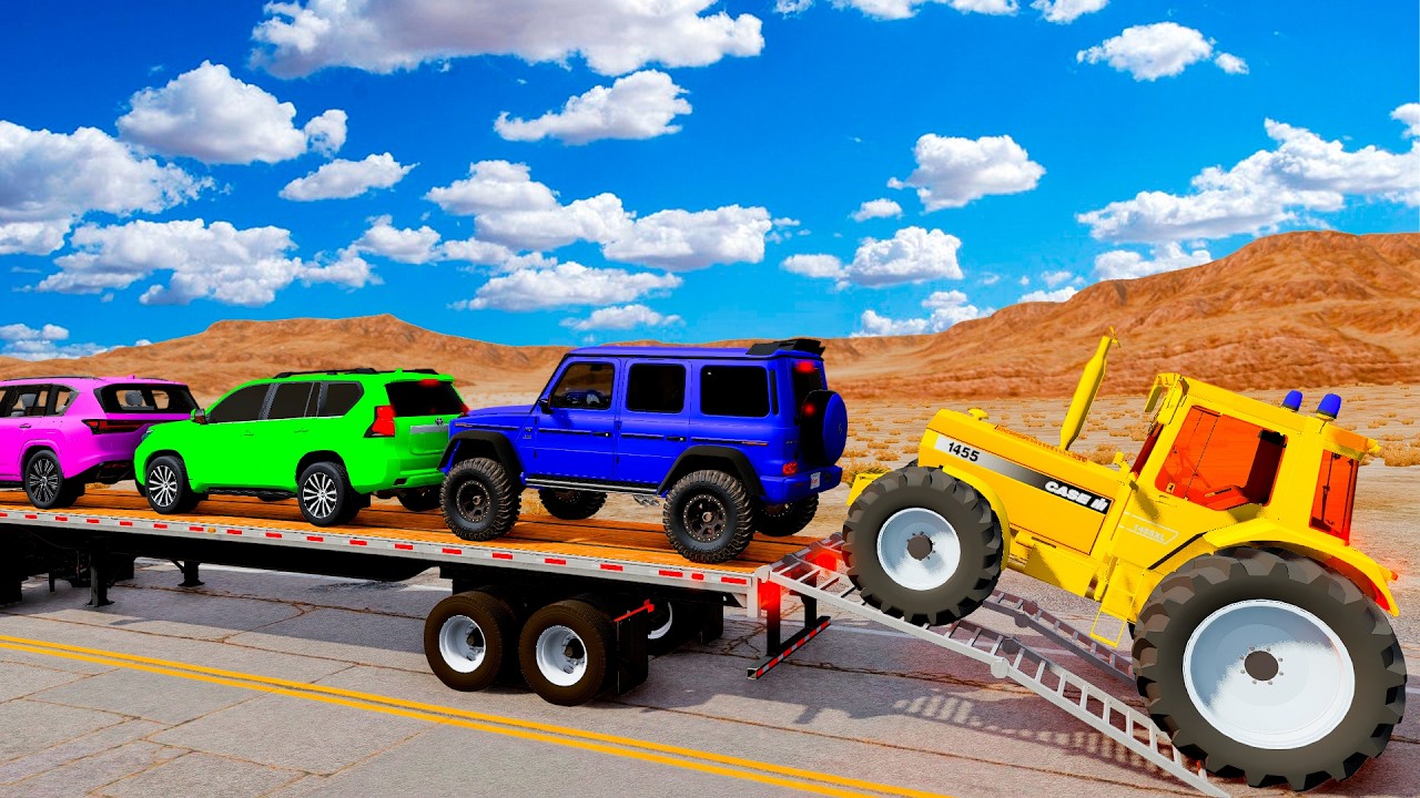 Flatbed Truck Mcqueen | Transportation with Truck - Pothole vs Car #68 - BeamNG.Drive