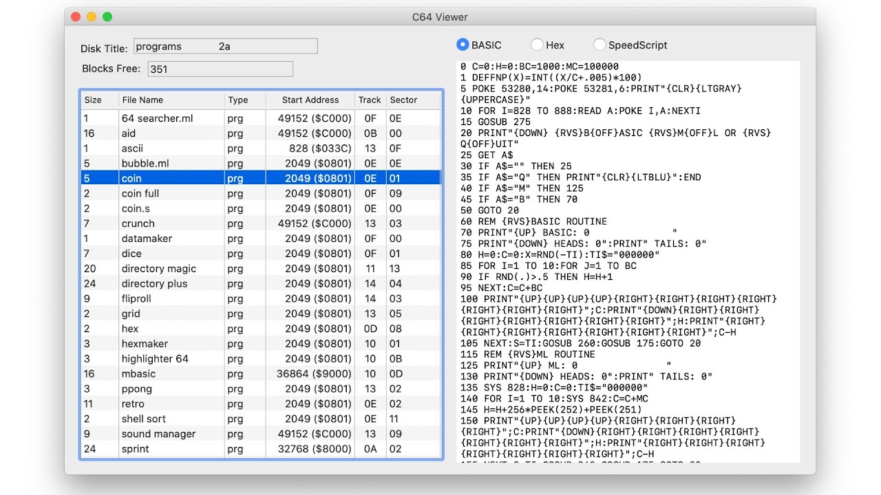 Commodore 1541 Floppy Disk Browser (remake)