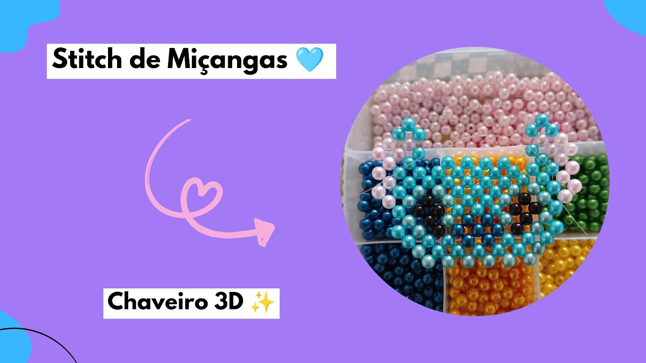 Como fazer Stich de Miçangas (Chaveiro 3D ) Passo a passo (Parte 1) 🩵✨🤩