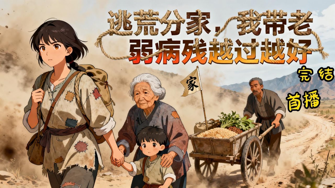 《逃荒分家，我带老弱病残越过越好》 一家老弱病残，在荒年怎么活下来？ 先逃荒，逃着逃着，好不容易定居在黄河，结果发洪水。最终在南方生活，过着悠闲的小日子。#有声漫画#种田#穿越#爽文#逃荒