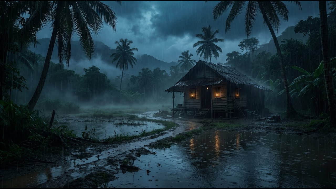 Tropical Rain Sounds for Sleep, Study & Relaxation  Night Ambience
