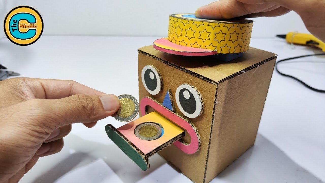 How to make jungle eating Box - Saving Coin DIY from Cardboard (กระปุกออมสินป่ากินตัง)