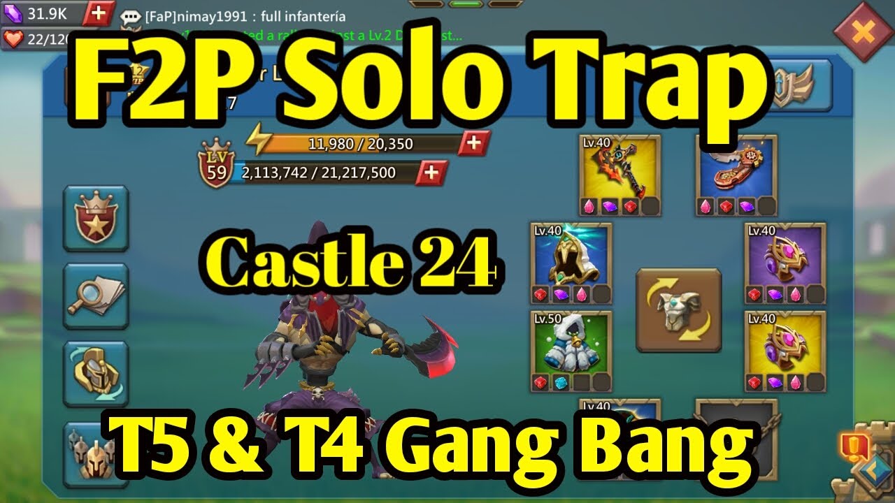 Lords Mobile Solo Trap |F2P|Castle 24 VS Mix T4&T5|Gang Bang In Lords Mobile Gameplay.