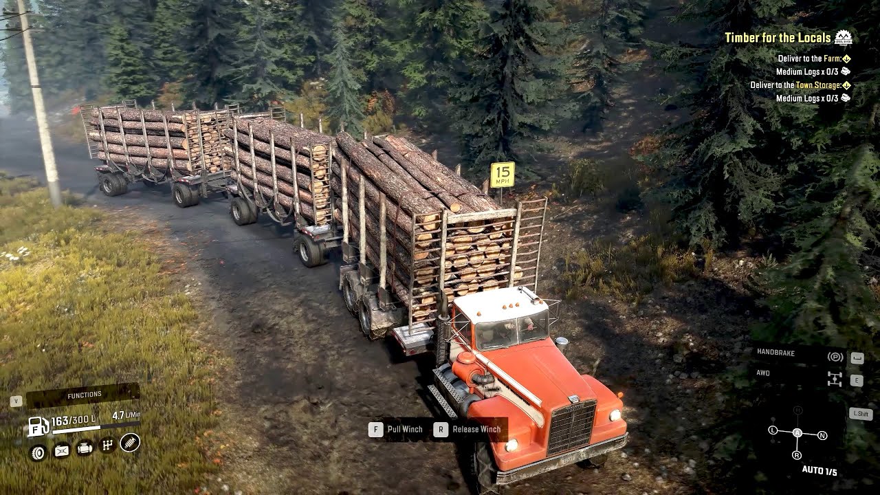 Wooden Logs Transportation Part 4 | White Western Star 4964 | SnowRunner