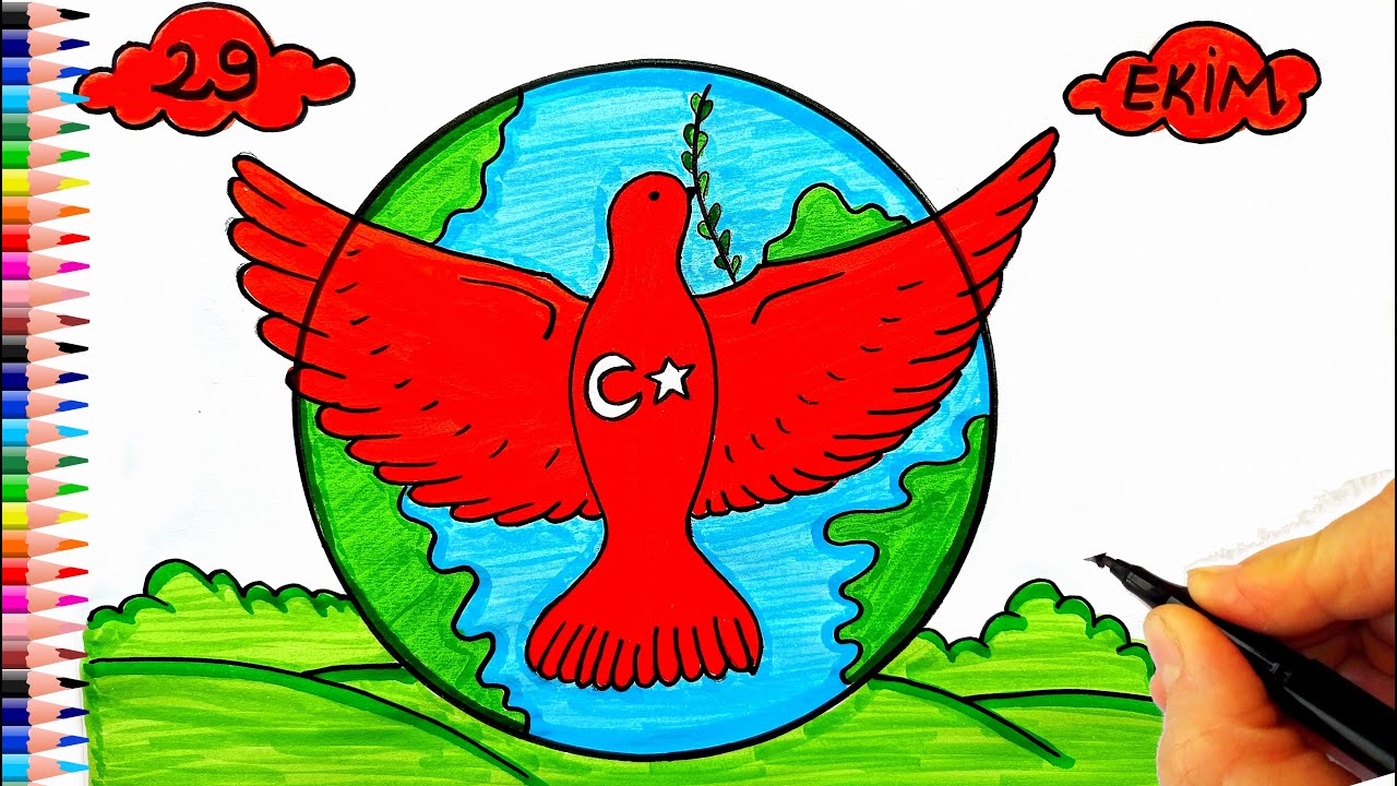 29 EKİM CUMHURİYET BAYRAMI RESMİ ÇİZİMİ 🎈 CUMHURİYET BAYRAMI RESMİ ÇİZİMİ - 29 EKİM RESİM ÇİZİMİ
