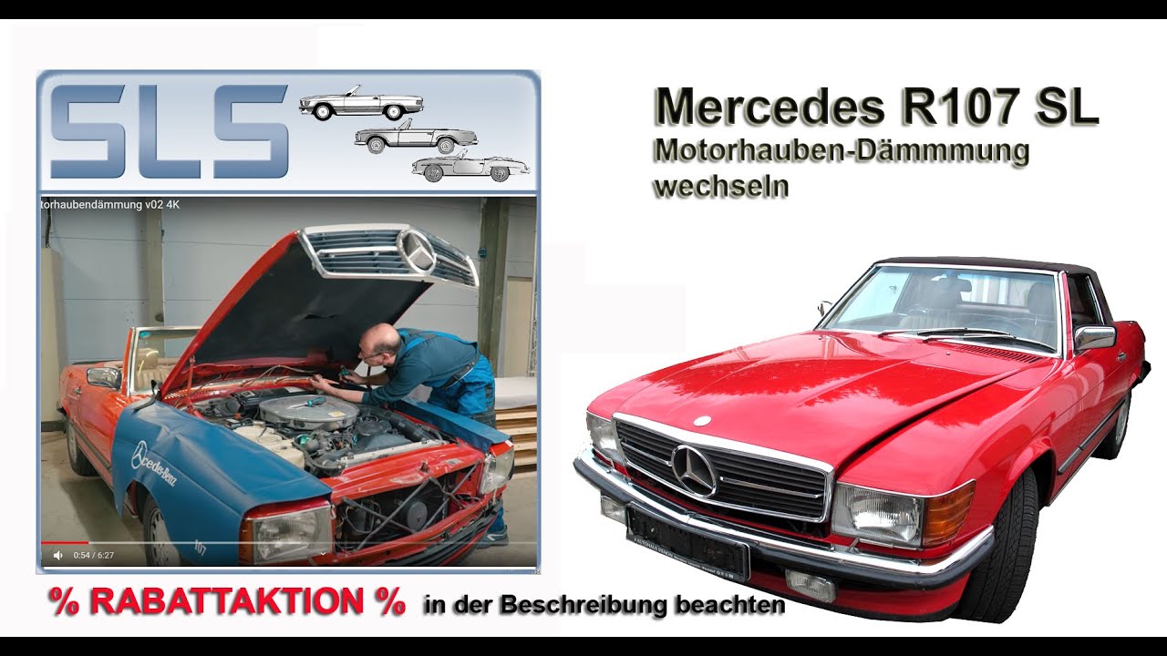 Mercedes R107 SL  Motorhaubendämmung Dämmmatte Motorhaube 280SL 300SL 350SL 420SL 450SL 500SL 560SL
