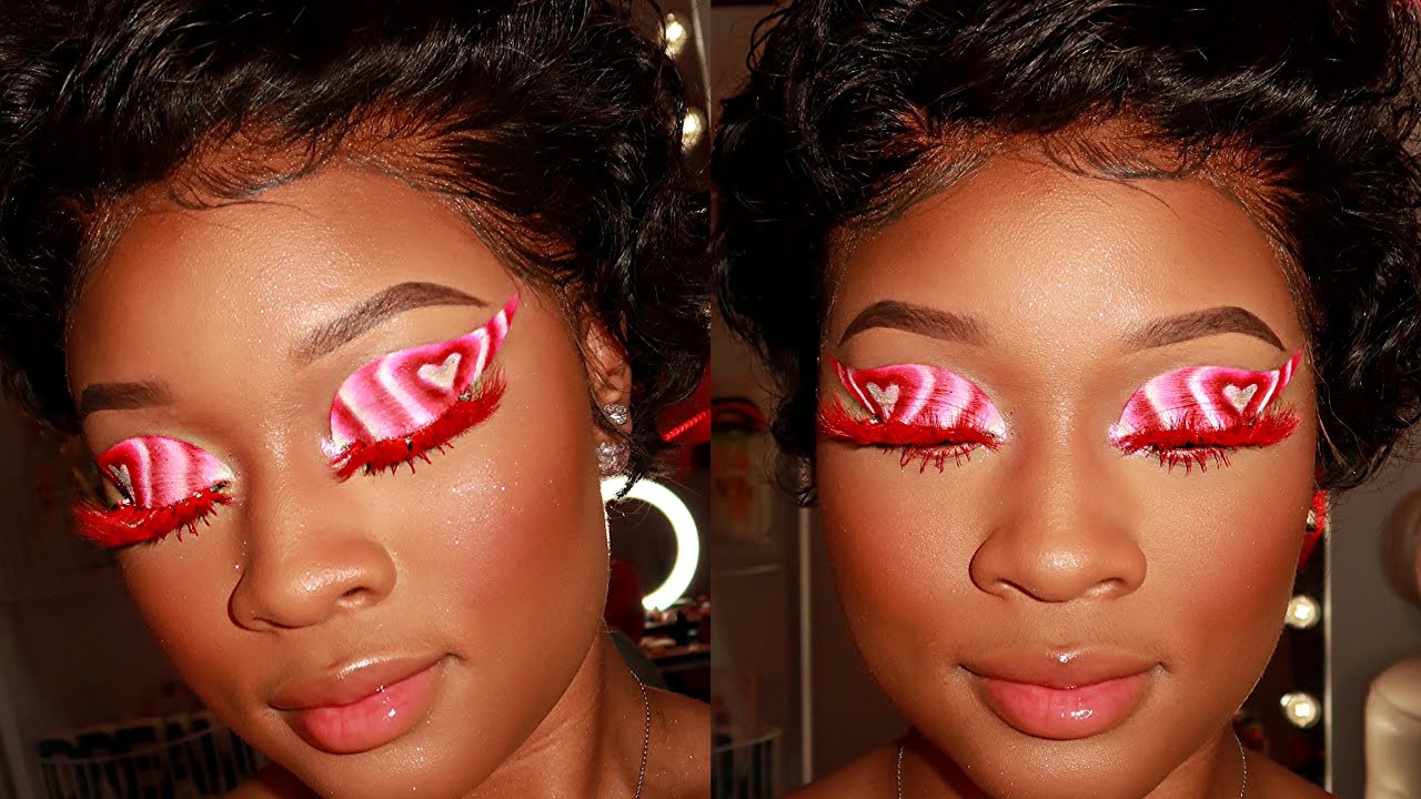 Valentines Day Heart Eye Makeup // PowerPuff Girls theme + Colored Lashes!