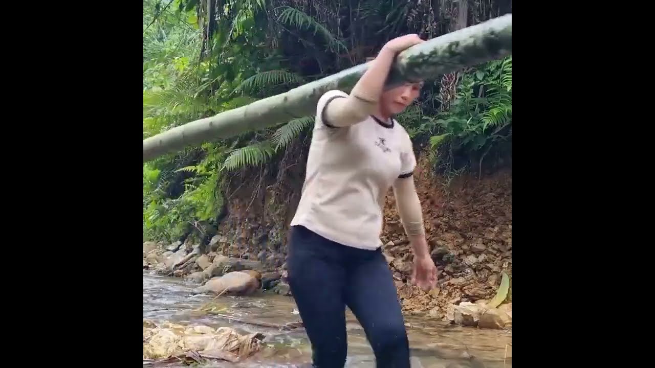 Single Mother Builds a Simple & Beautiful Bamboo Bridge | Village Life Survival