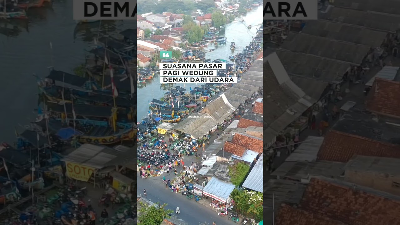 KERAMAIAN PASAR PAGI WEDUNG DEMAK DARI UDARA #demak #viral #wedung #fypシ #trending #seafoods #pasar