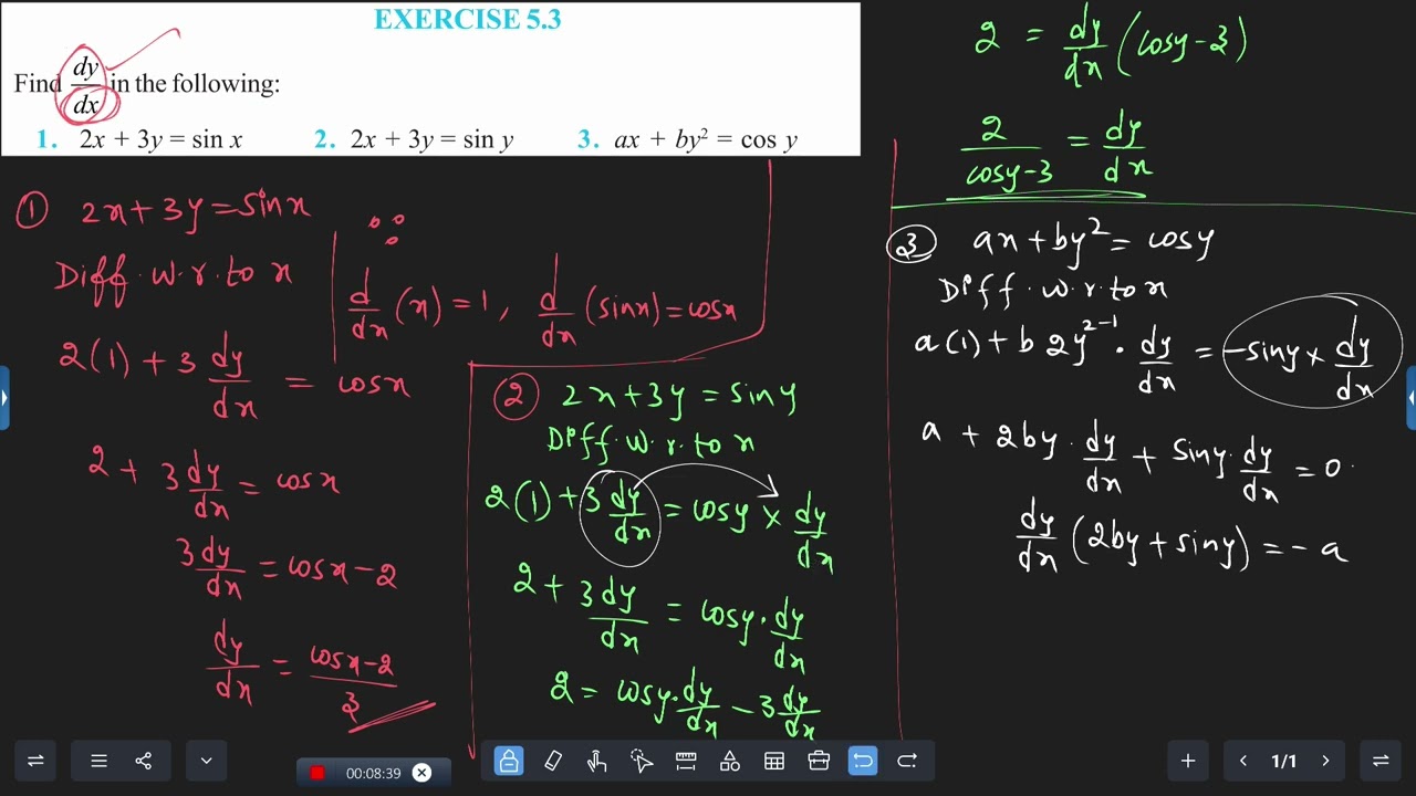 Derivative introduction & Ex 5.3(1 to 8) / Chap- 5. Continuity and differenti. Class 12 Maths CBSE