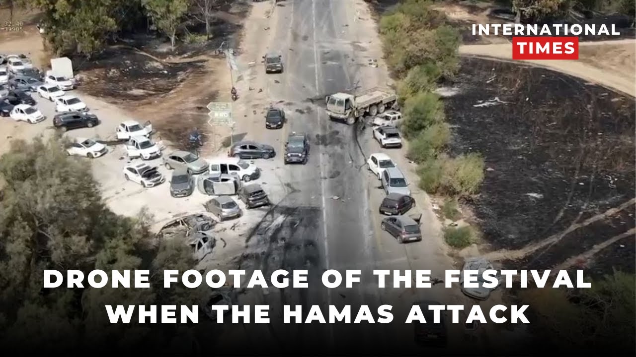 Drone footage of festival when Hamas attack first time | Palestine Israel war