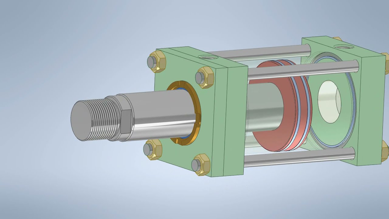 Part 1: Hydraulic Cylinder Components - Double Acting Cylinder اجزاء ومكونات سلندر هيدروليكى