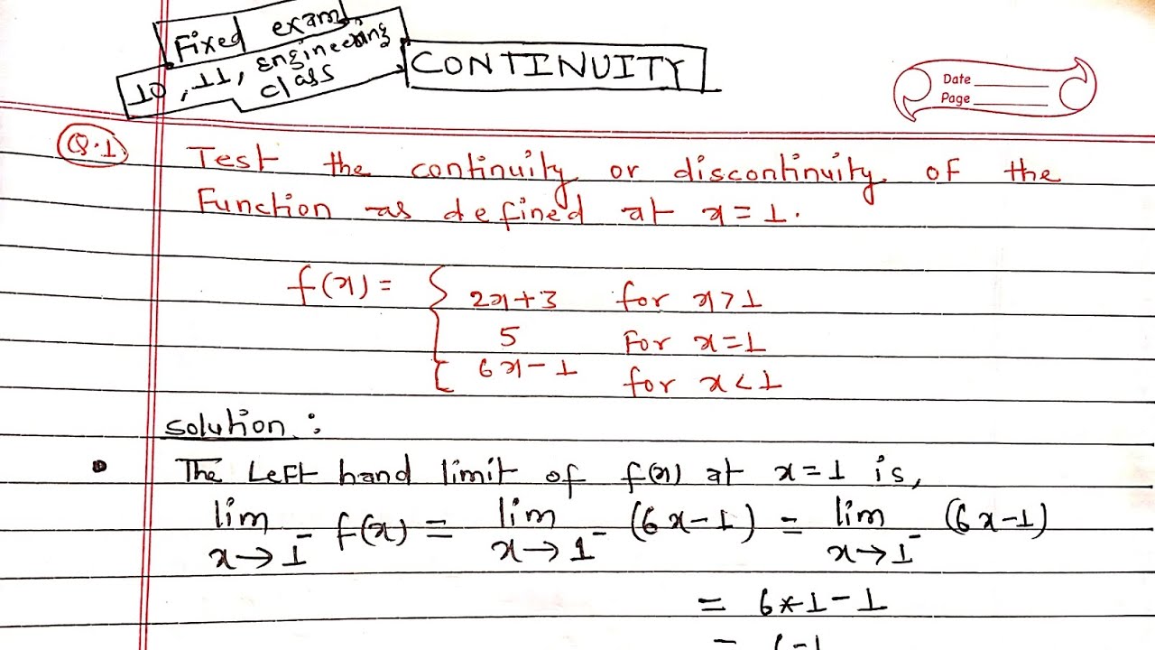 Test the continuity or discontinuity of the given function || Continuity|| discontinuity|| Arya