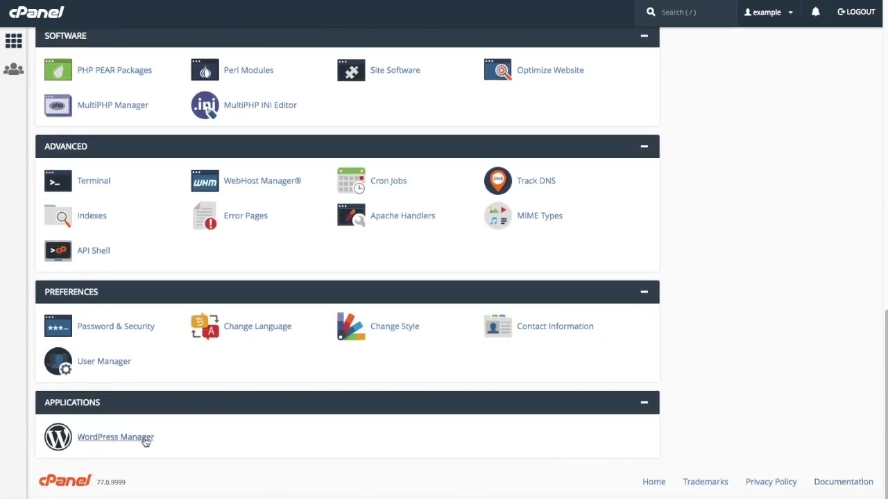 cPanel Tutorial - Using the WordPress Manager