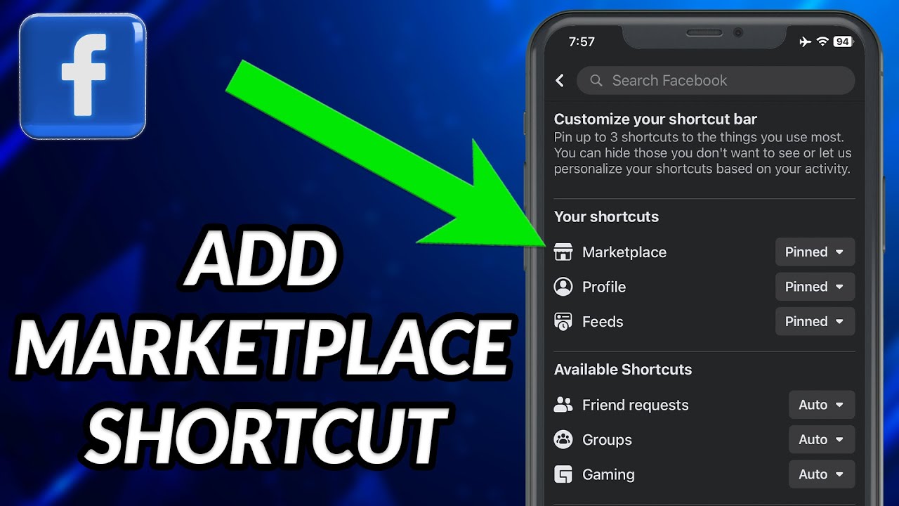 How To Add Marketplace To Facebook Shortcut Bar