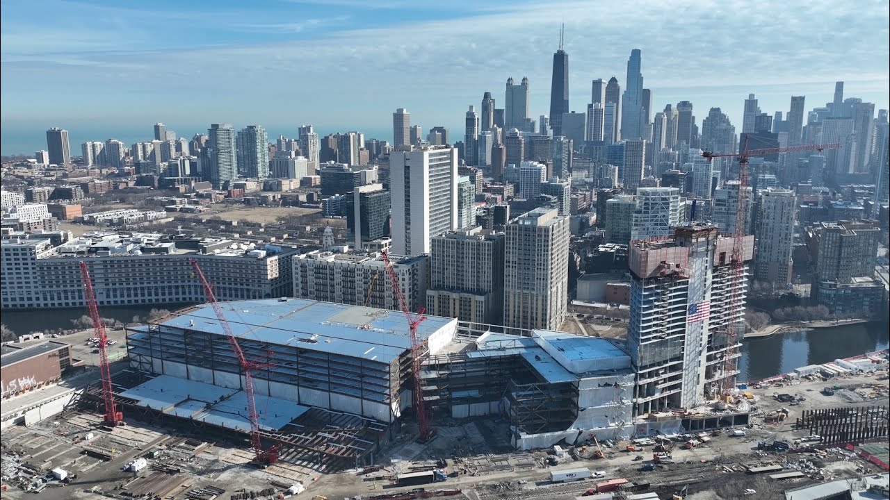Bally’s Casino Construction Site | Chicago, IL [Drone View] [Feb 2026] Curtain Wall Going Up