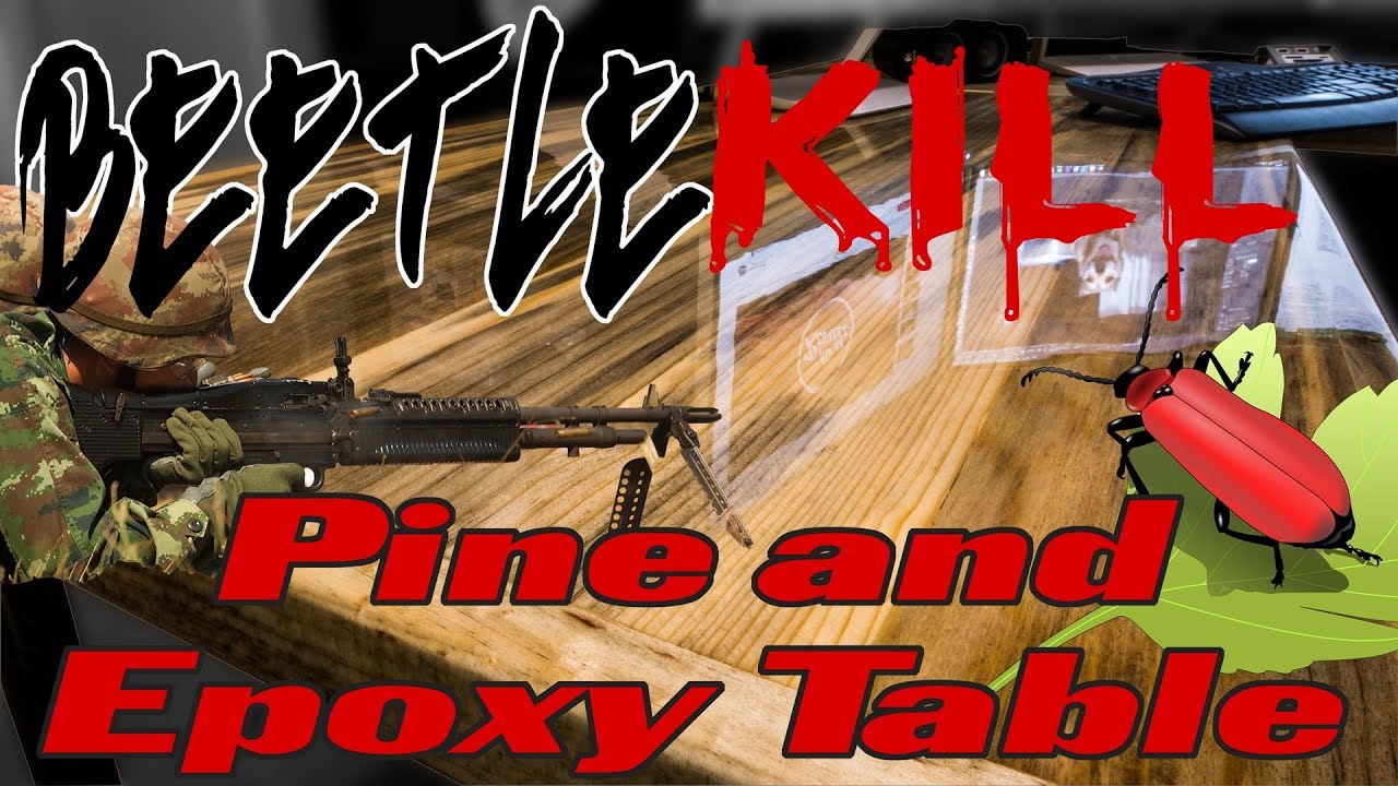 Beetle KILL Pine and EPOXY Pipe Table