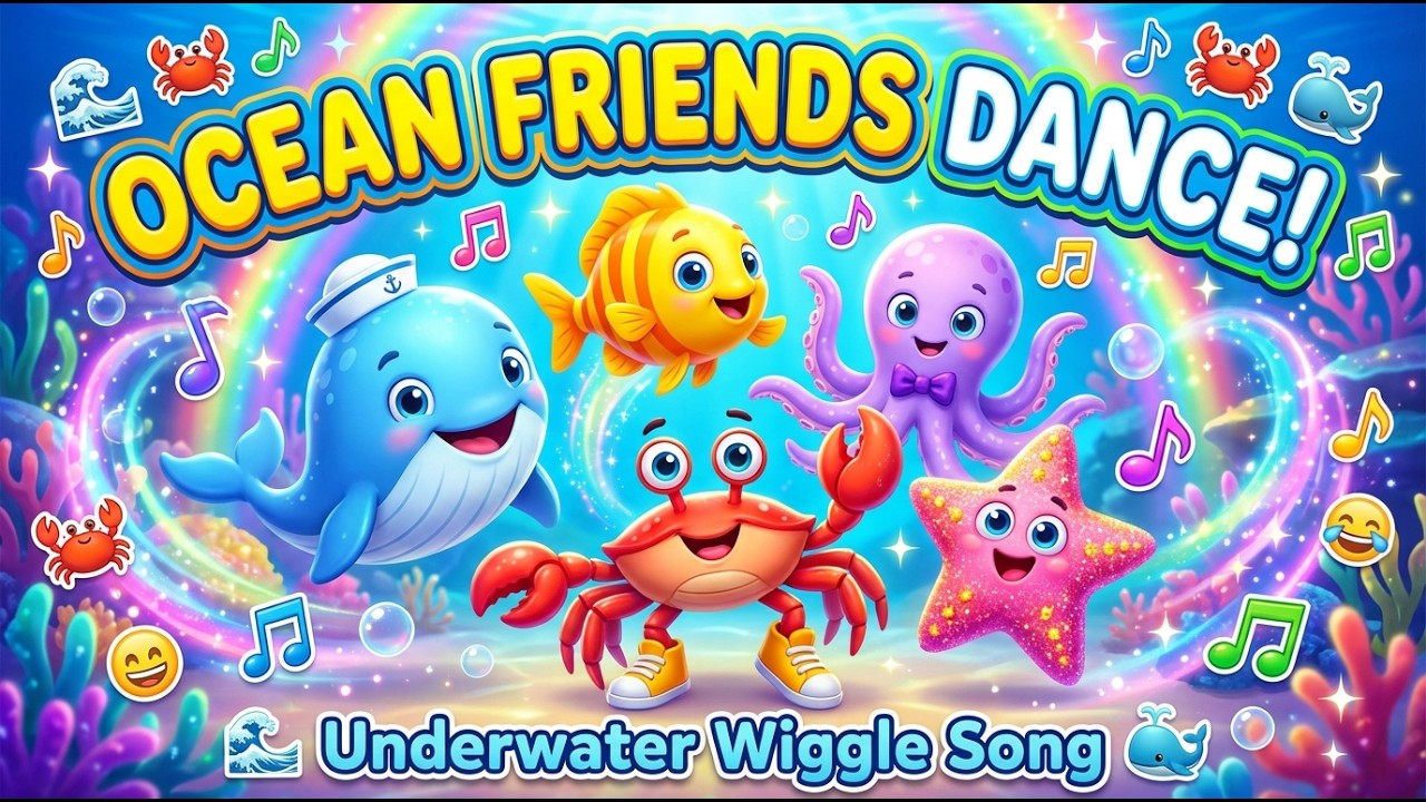 Ocean Friends Dance 🦀🐋 Underwater Wiggle Song for Kids | Fun Children's Music & Nursery Rhymes