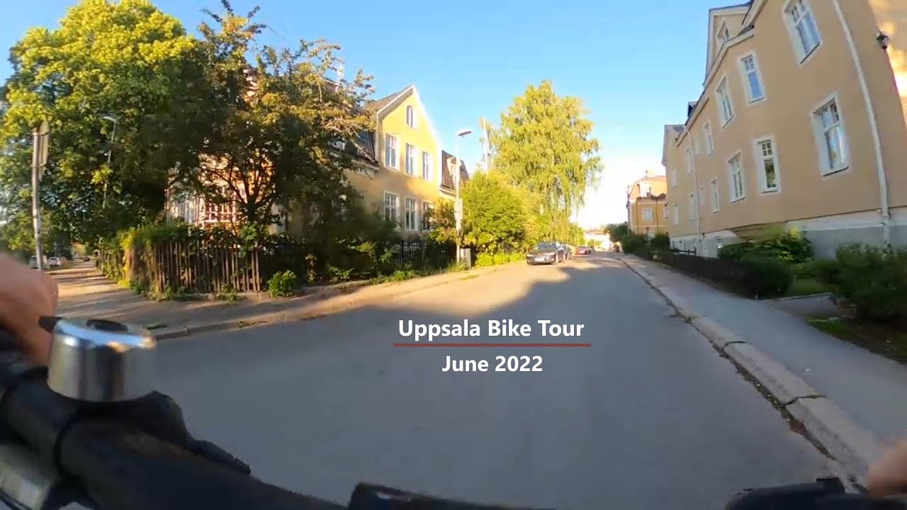 HD Virtual Cycling Tour, Uppsala Sweden, 40 minutes City Tour at Sunset, Natural Sound