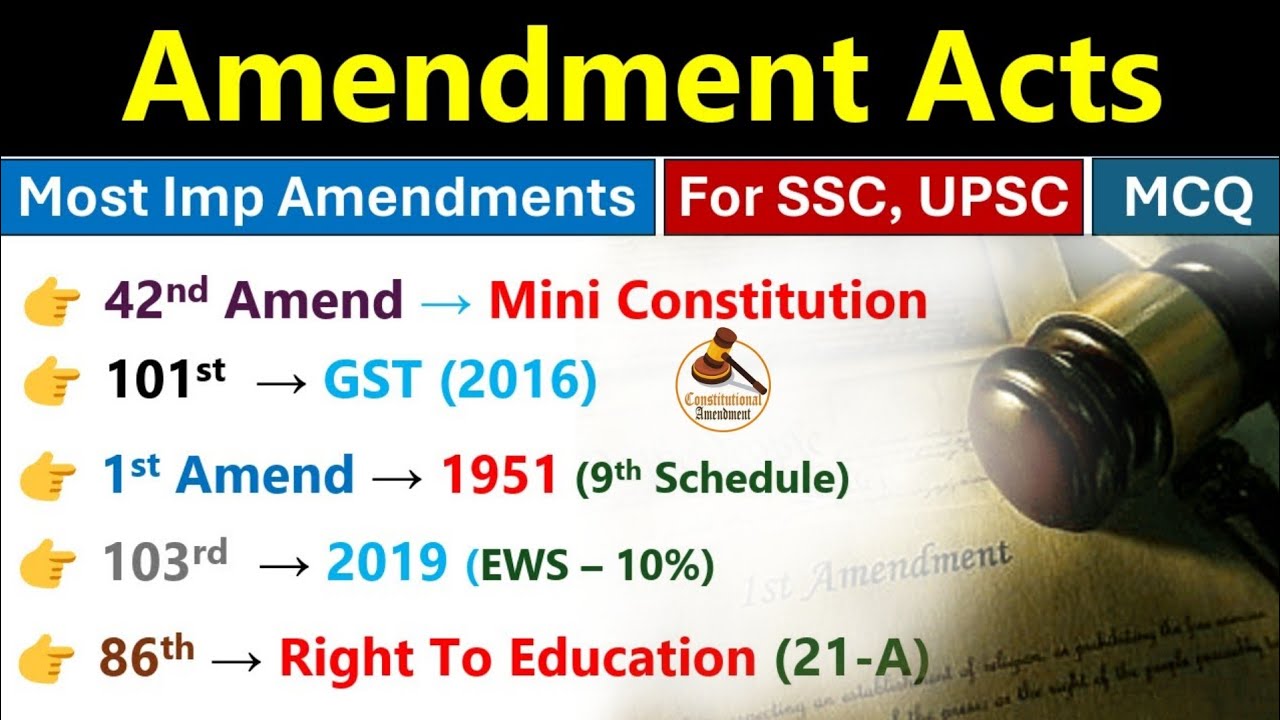 CONSTITUTIONAL AMENDMENT ACTS | LECTURE 14 | IMPORTANT AMENDMENT ACTS | LATEST AMENDMENT |