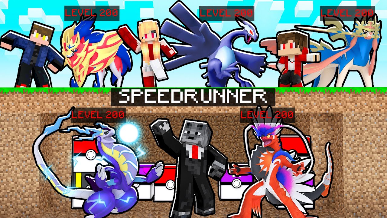 MINECRAFT PIXELMON MANHUNT ATÉ POKEMON LEVEL 200 ( 3 CAÇADORES vs 1 SPEEDRUNNER )