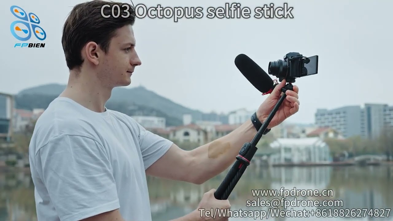 C03 Flexible octopus telescopic pole tripod with cell phone clip selfie stick