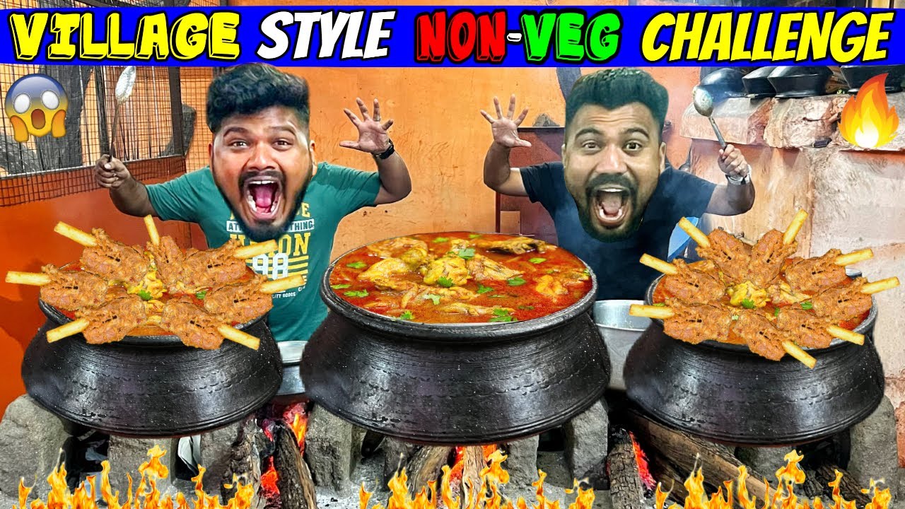 VILLAGE STYLE NON-VEG EATING CHALLENGE😍 | UNIQUE FOOD COOKING STYLE😱 (Ep-514)
