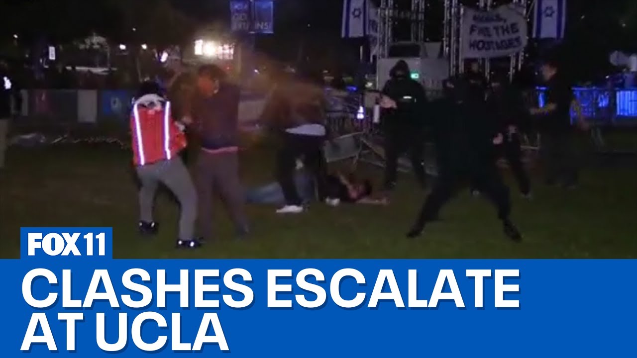 Firecrackers thrown at UCLA encampment; Fights breaking out in Westwood